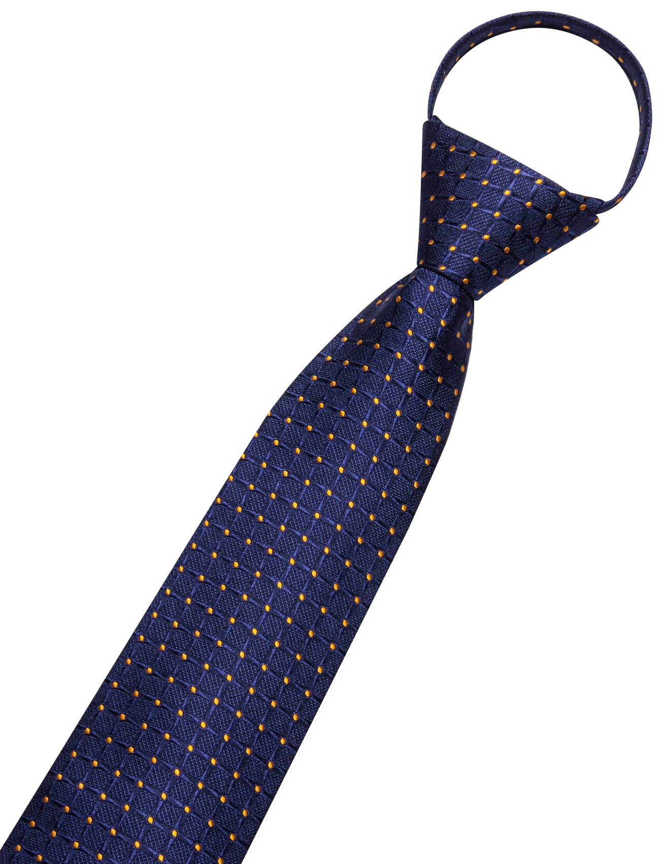 Zipper Ties Oxford Blue Plaid Gold Dots Tie Hanky Cufflinks Set