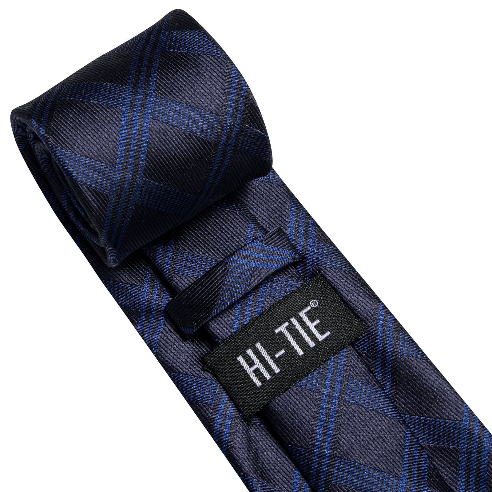 Midnight Blue Tie Blue Stripes Checkered Necktie Set for Men