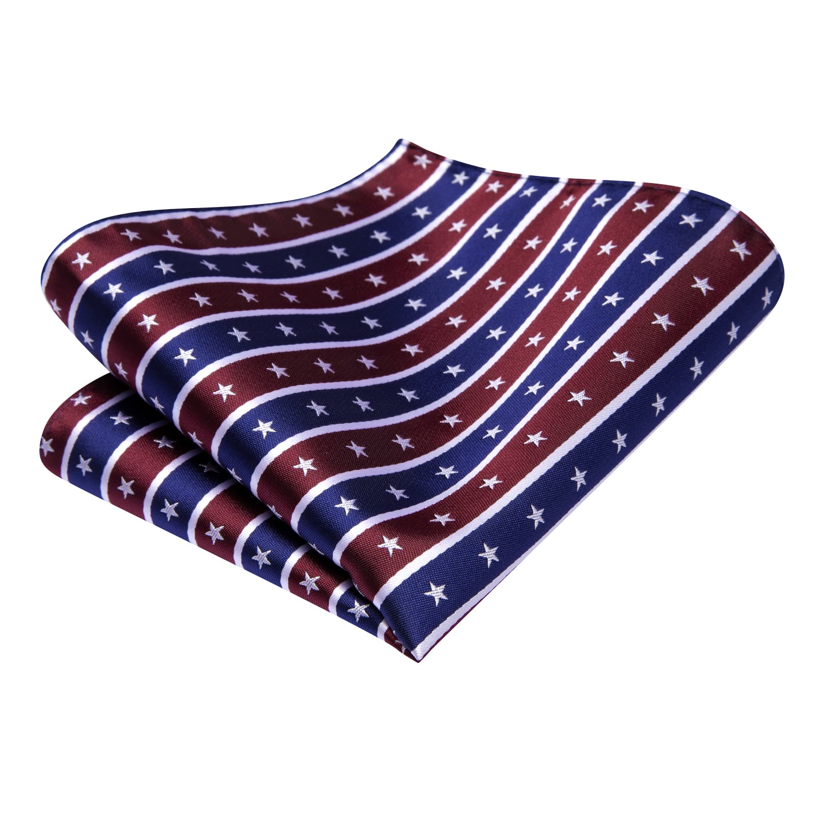 Dark Blue Wine Red Tie White Stars Stripes Novelty Men Tie Set