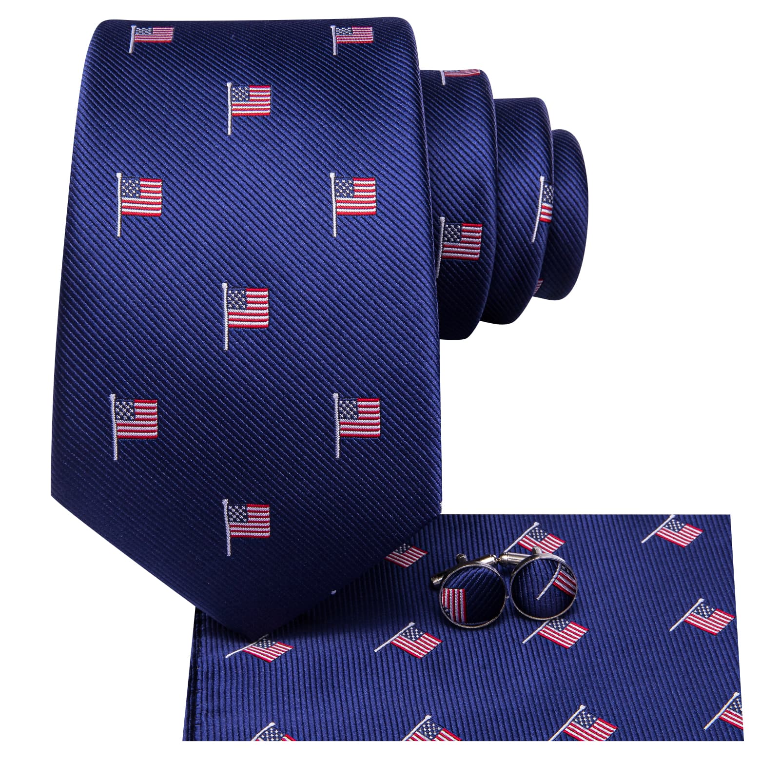 Striped Tie Purple Dark Blue Jacquard Stripes Men's Necktie Set