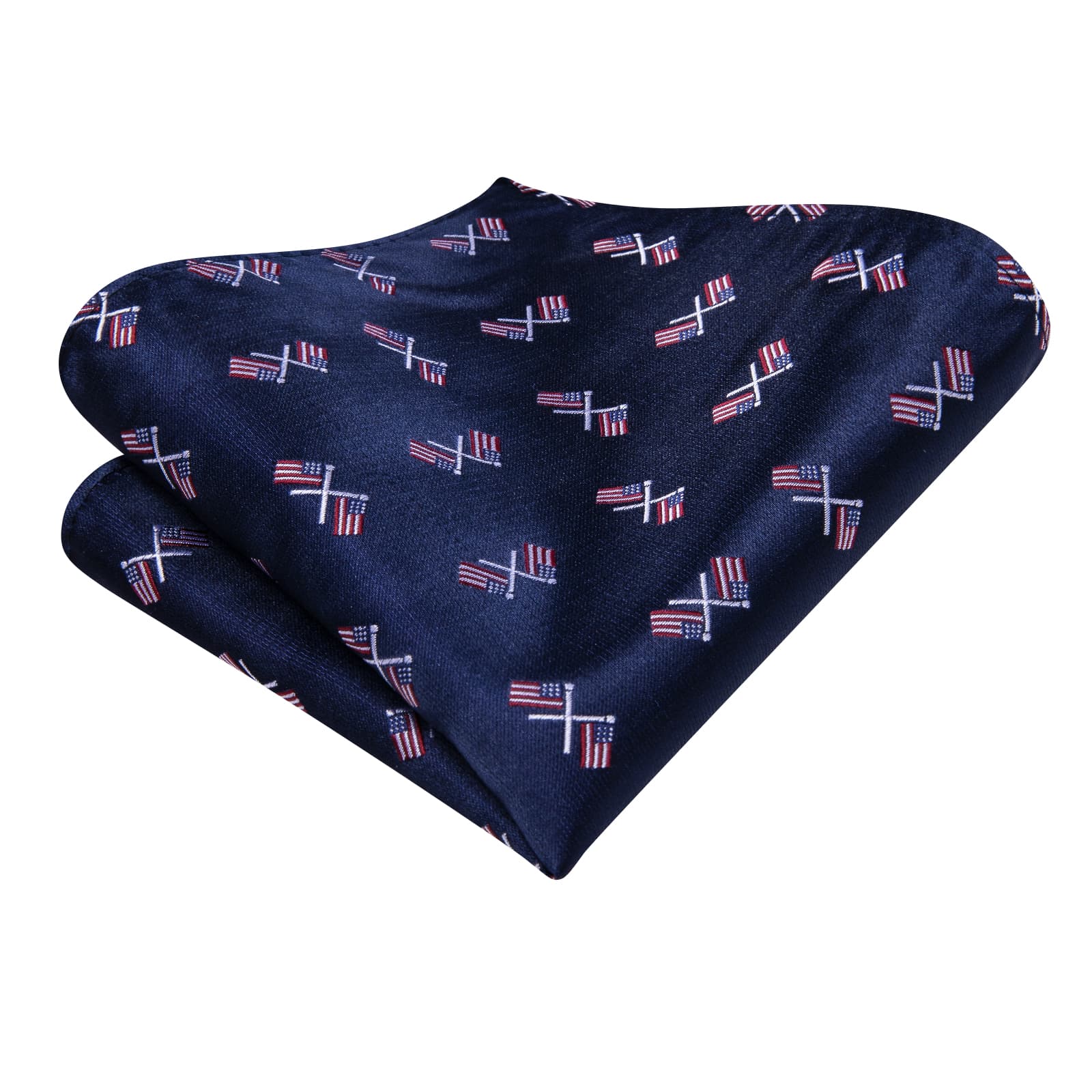 Dark Blue Tie American Flag Pattern Men's Festival Necktie Set