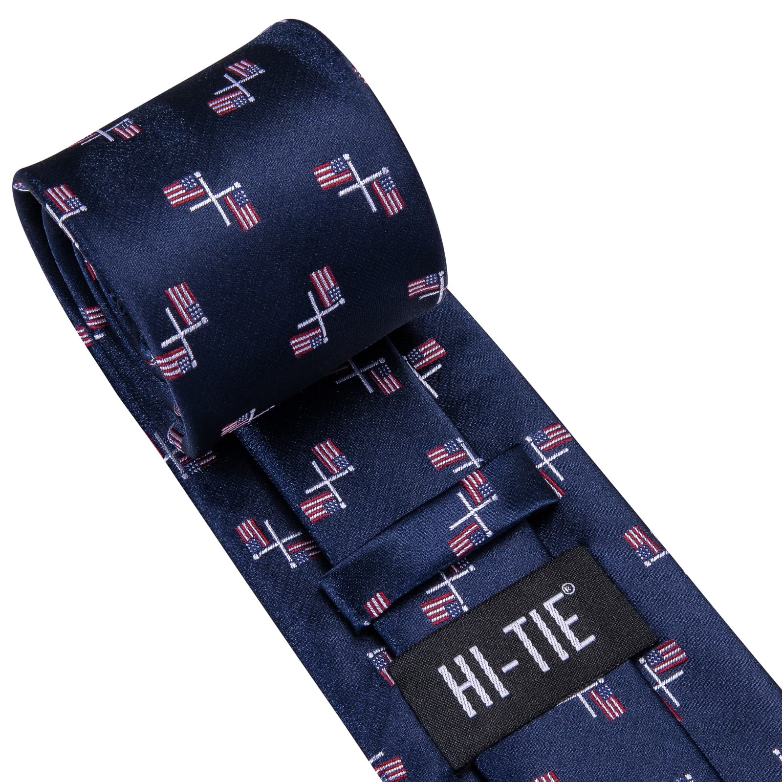 Dark Blue Tie American Flag Pattern Men's Festival Necktie Set