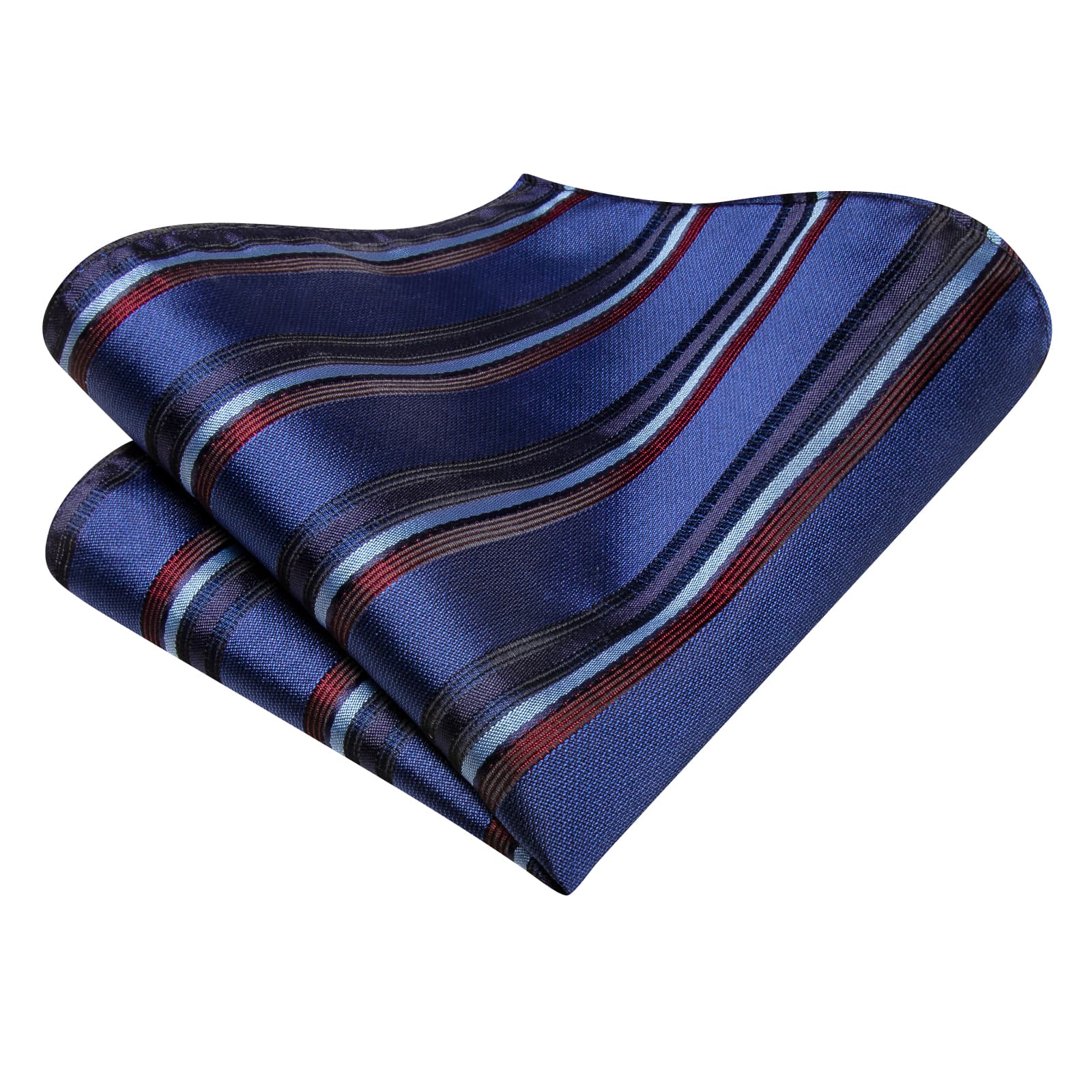 Necktie Yale Blue Jacquard Red Stripes Tie Hanky Cufflinks Set