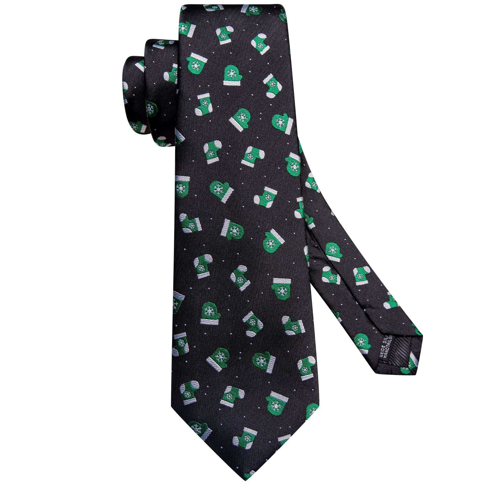 Black Necktie Novelty Socks Pattern Men Tie Hanky Cufflinks Set