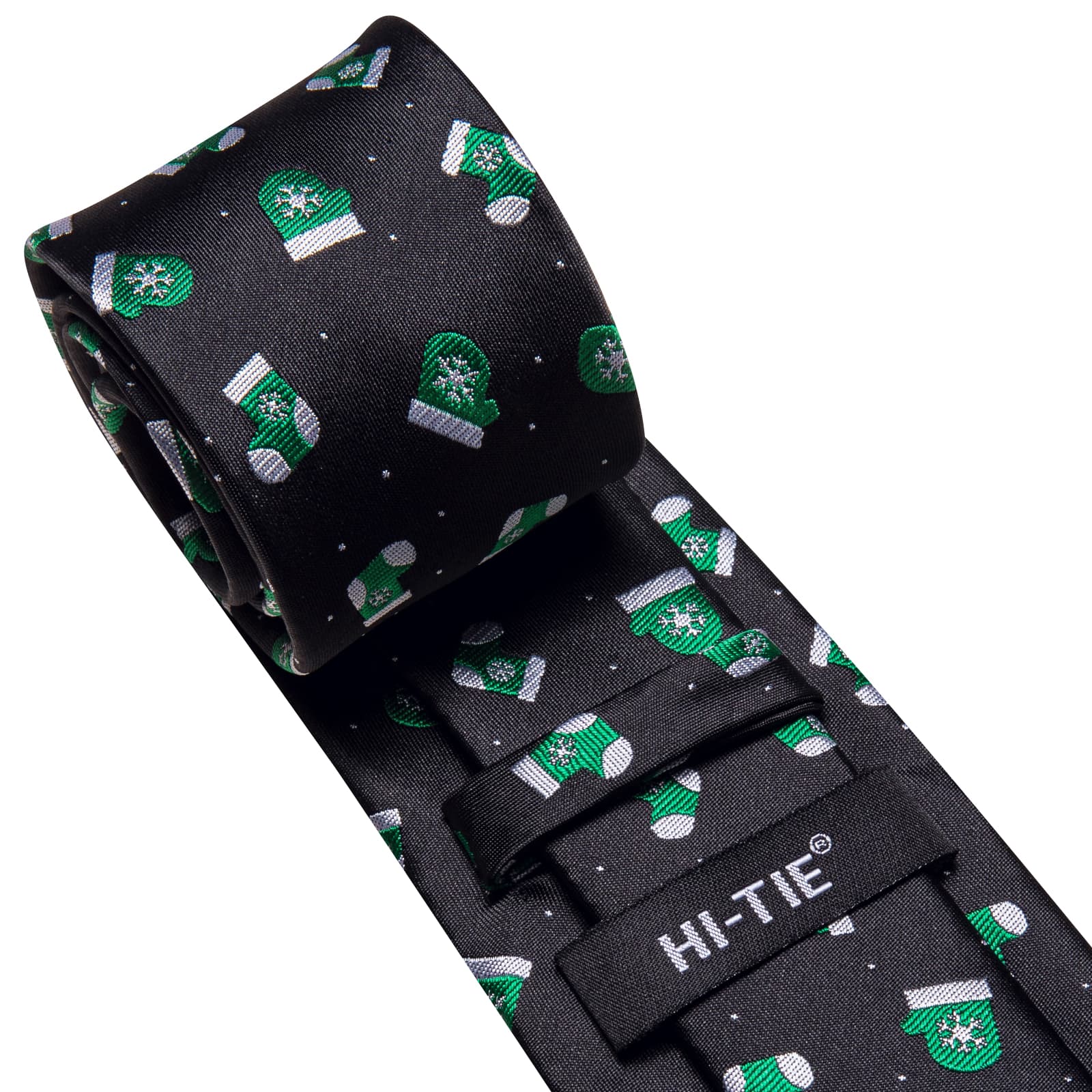 Black Necktie Novelty Socks Pattern Men Tie Hanky Cufflinks Set