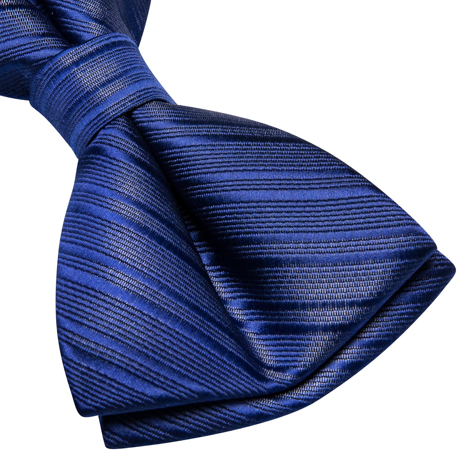 Cerulean Blue Woven Striped Bow Tie Pocket Square Cufflinks Set