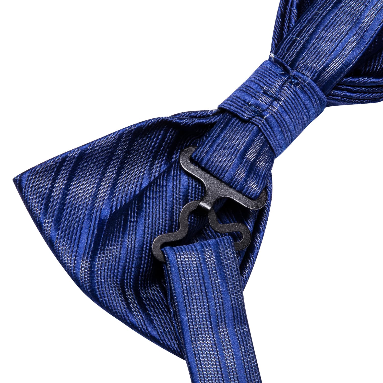 Cerulean Blue Woven Striped Bow Tie Pocket Square Cufflinks Set