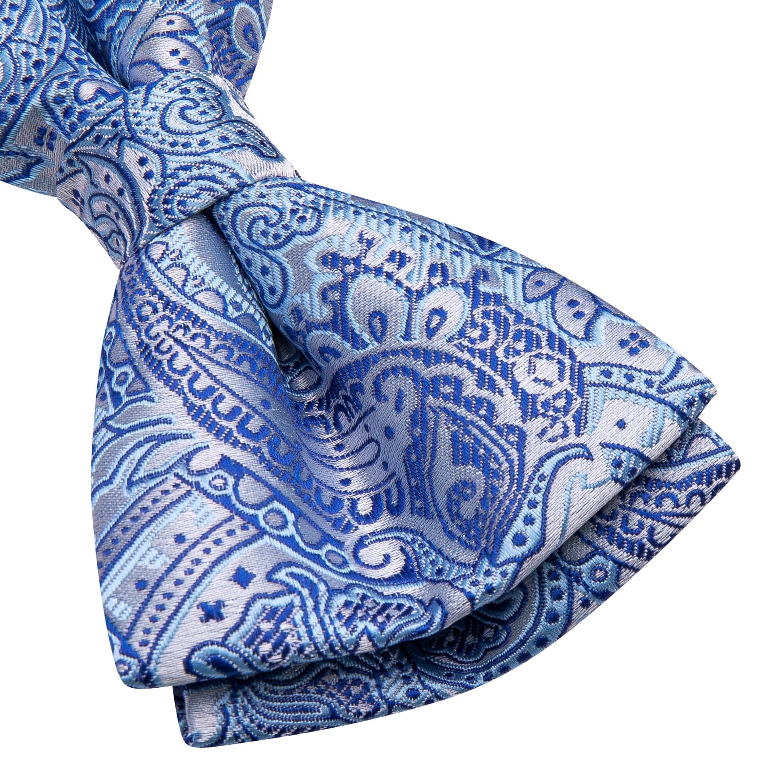  Sky Blue Paisley Blue Lines Men's Bow Tie Hanky Cufflinks Set