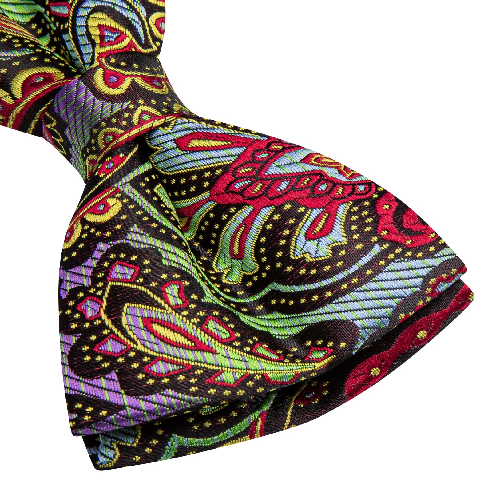  Rainbow Colorful Paisley Men's Silk Bow Tie Hanky Cufflinks Set