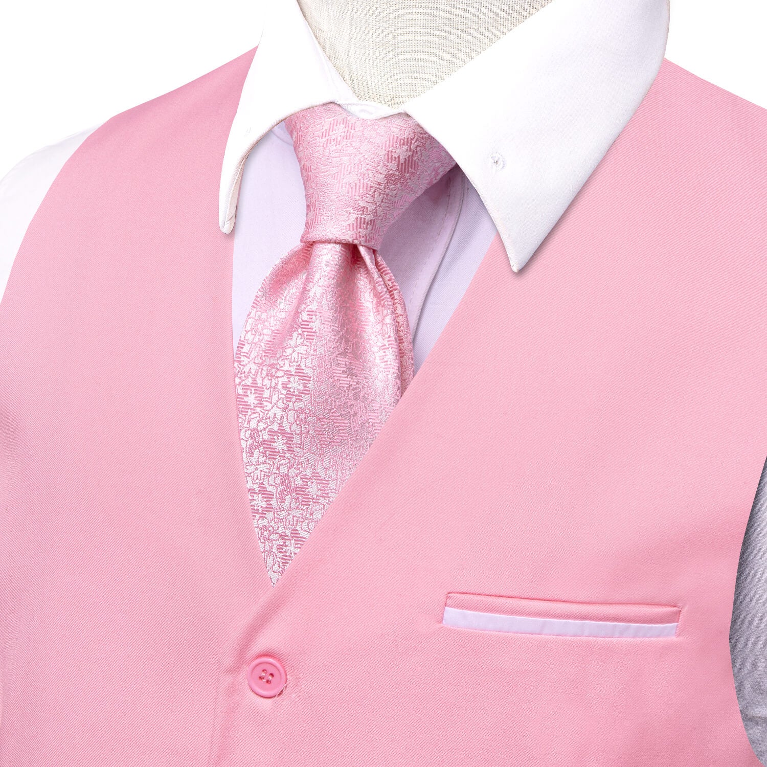 Hi-Tie Vest for Men Light Pink Solid Silk Vest Business Dress Suit Hot