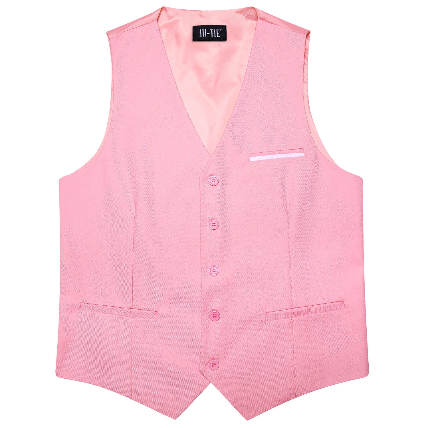 Hi-Tie Vest for Men Light Pink Solid Silk Vest Business Dress Suit Hot