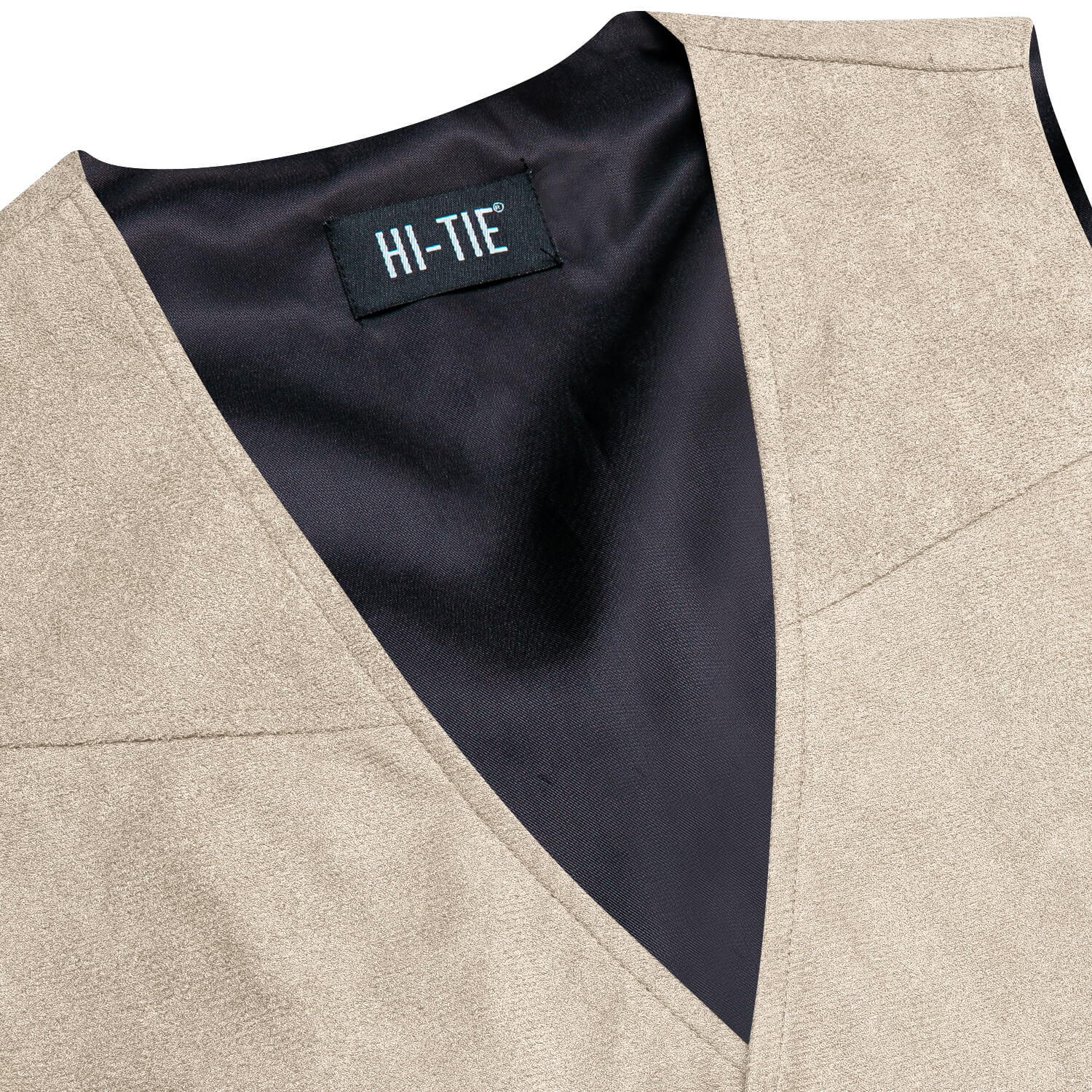 Hi-Tie Men's Vest Formal Light Camel Suede Solid Single Waistcoat