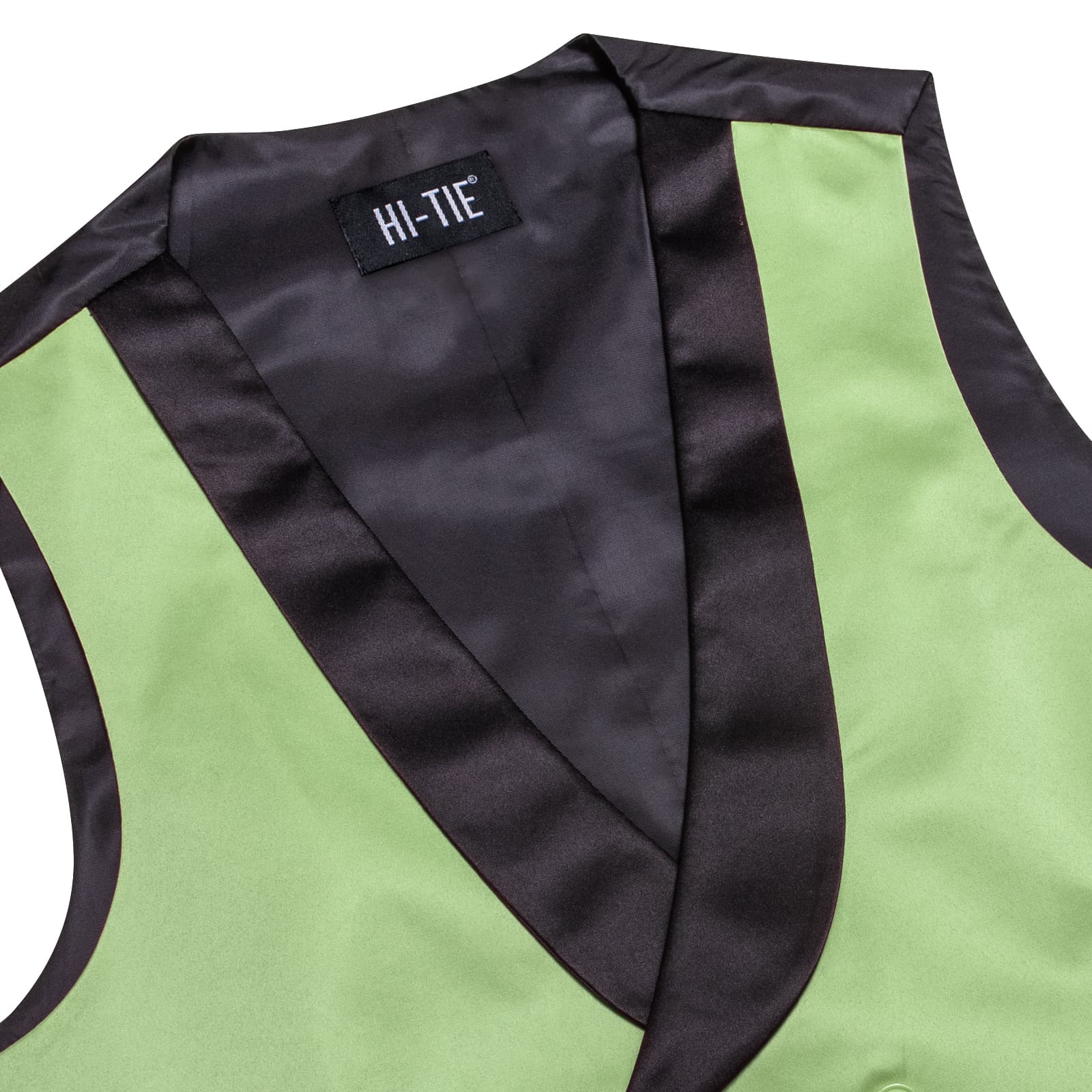 Pistachio Green Double Breasted Black Shawl Lapel Wedding Vest