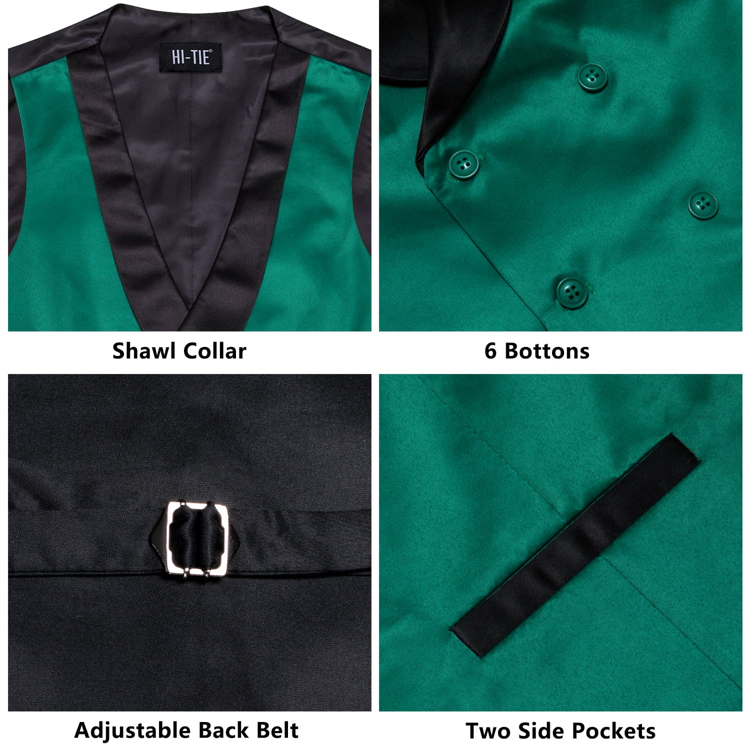 Sacramento State Green Double Breasted Black Shawl Lapel Vest