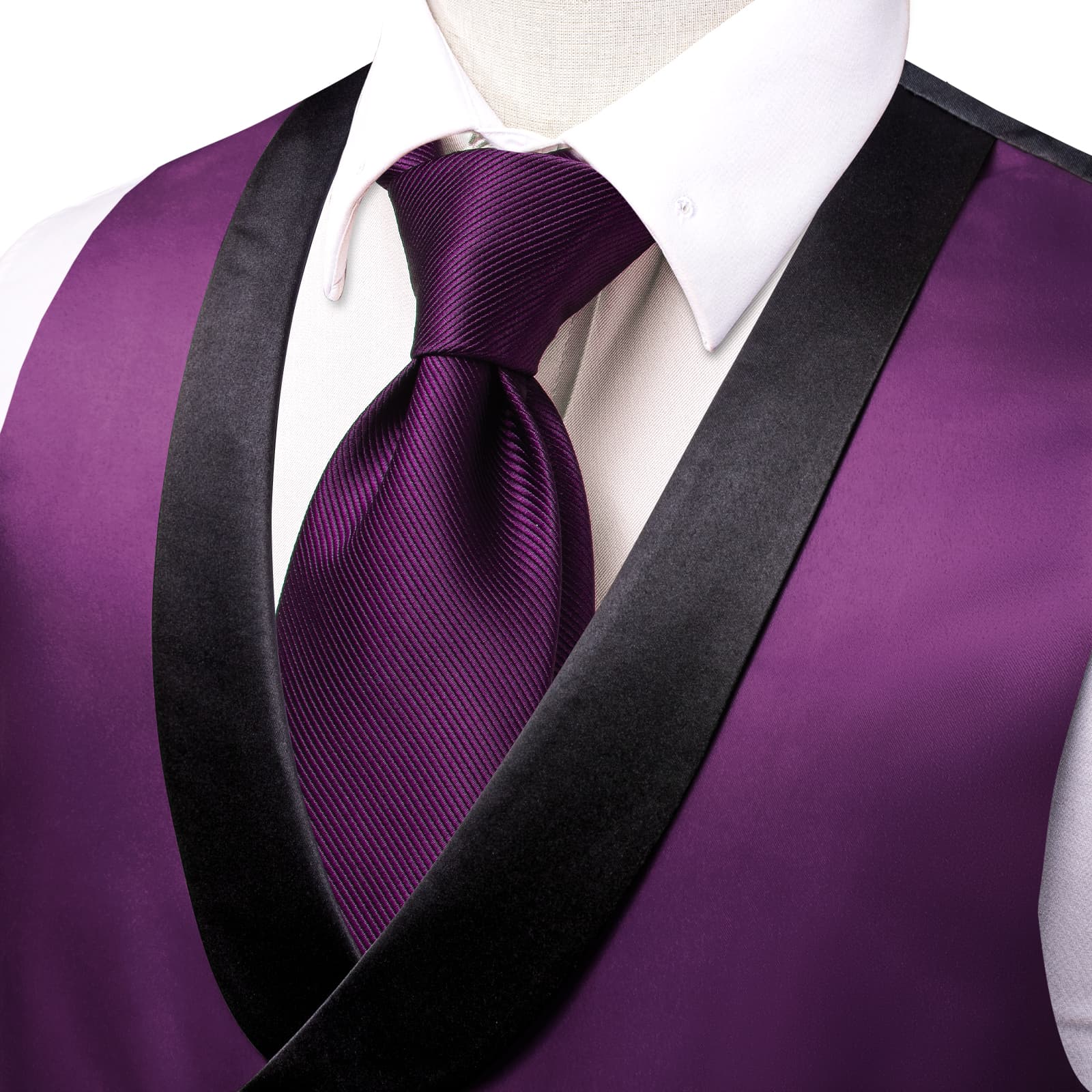 Palatinate Purple Double Breasted Black Shawl Lapel Waistcoat