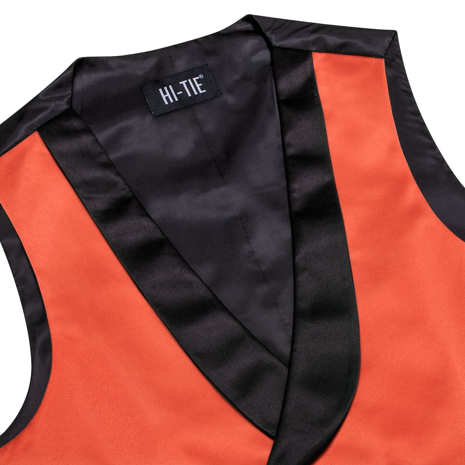 Men Vest Red Orange Double Breasted Black Shawl Lapel Waistcoat