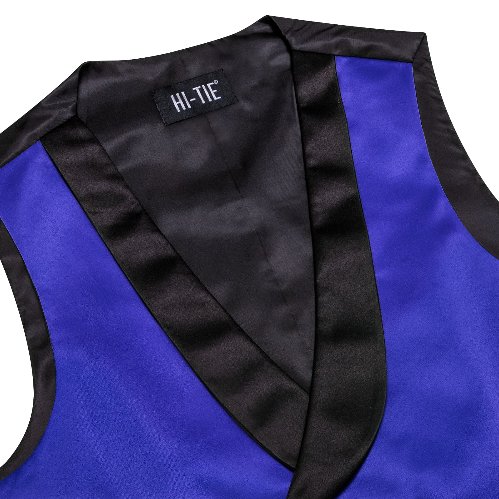 Men Vest Klein Blue Double Breasted Black Shawl Lapel Waistcoat