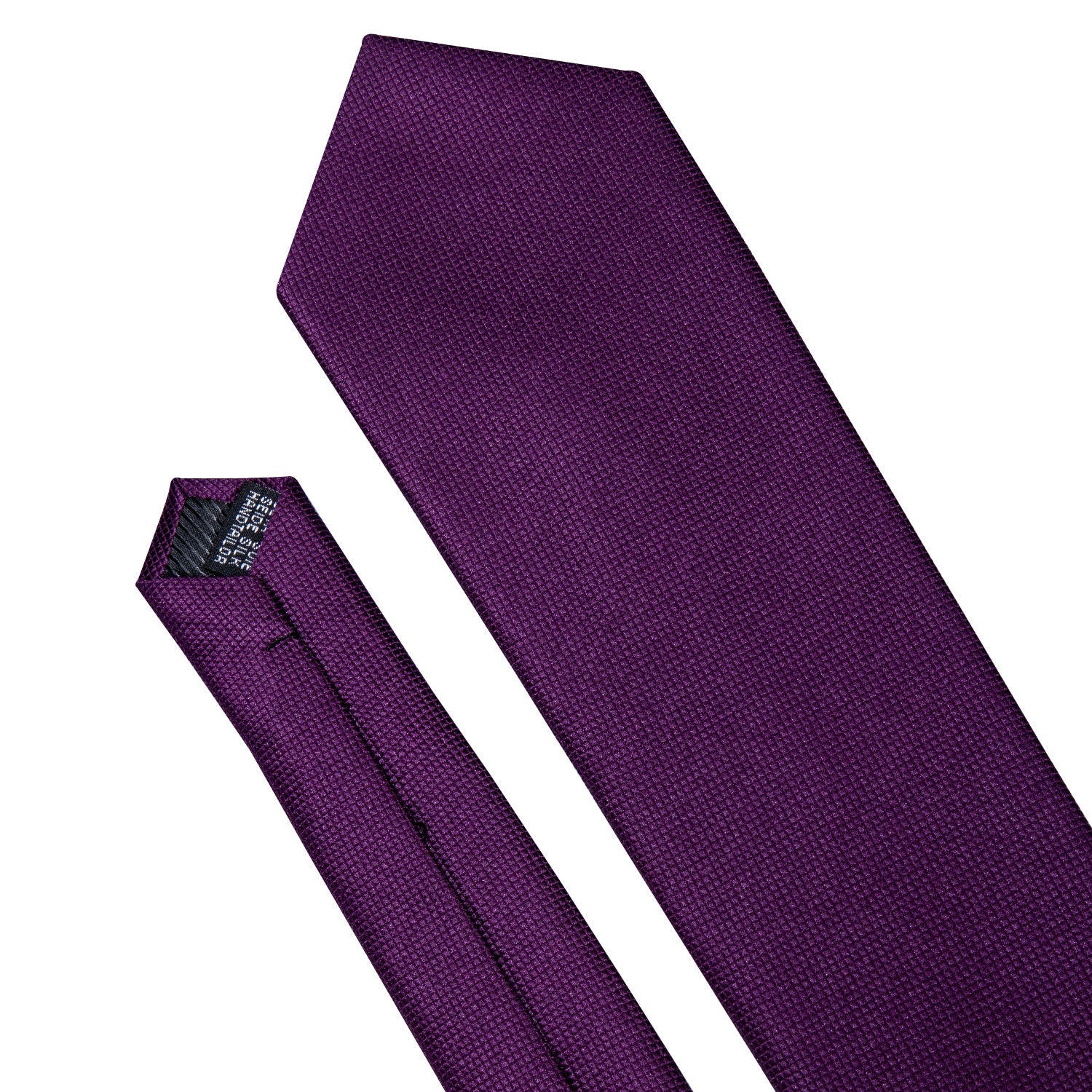 Dark Purple Mens Necktie Solid Tie Pocket Square Cufflinks Set