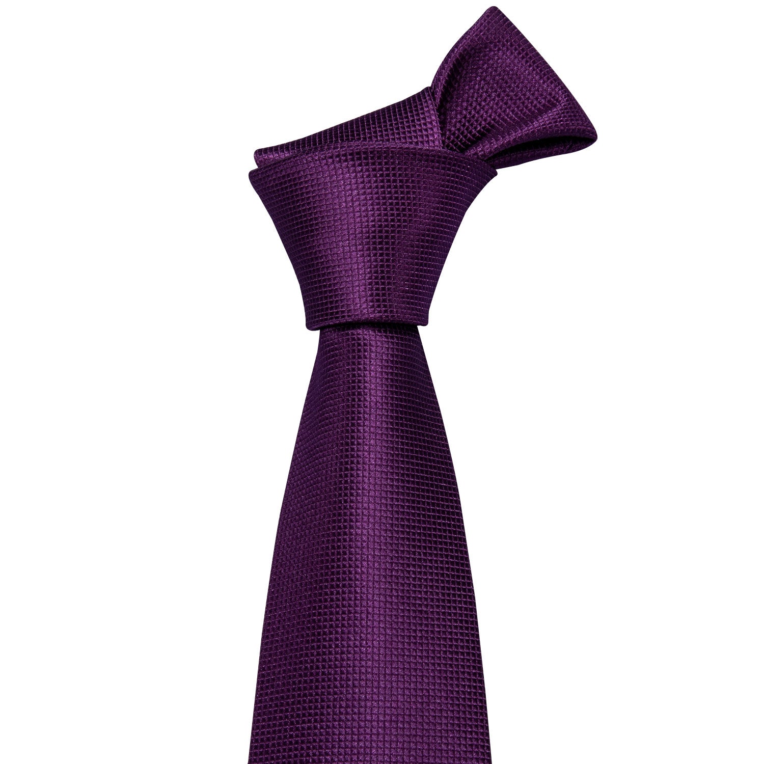 Dark Purple Mens Necktie Solid Tie Pocket Square Cufflinks Set