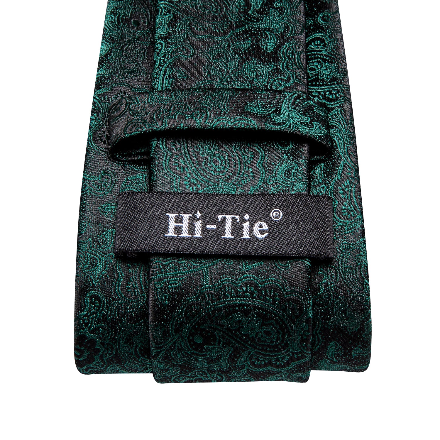 Dark Green Black Paisley Men's Tie Pocket Square Cufflinks Set