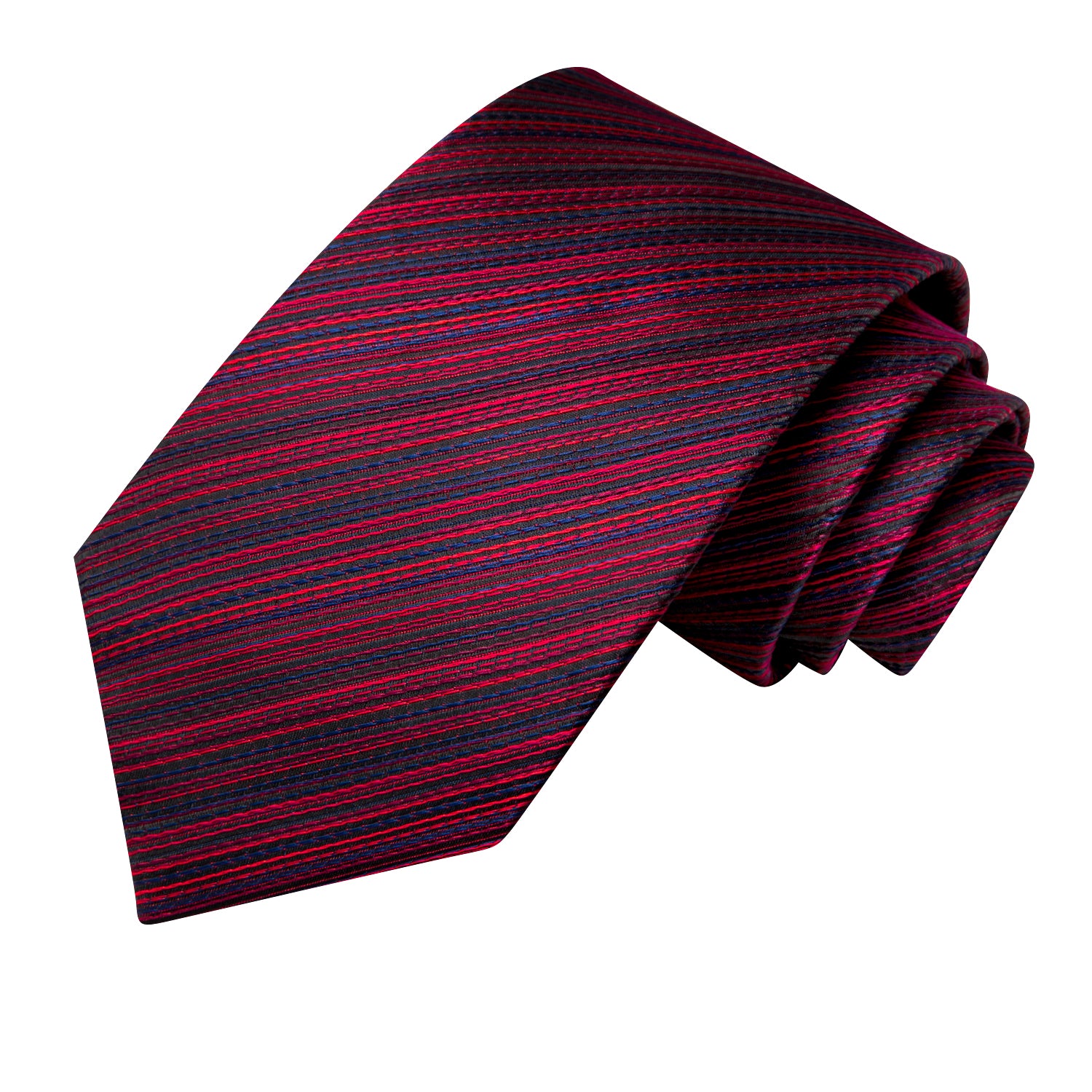 Hi-Tie Red Blue Slanting Line Men's Tie Pocket Square Cufflinks Set