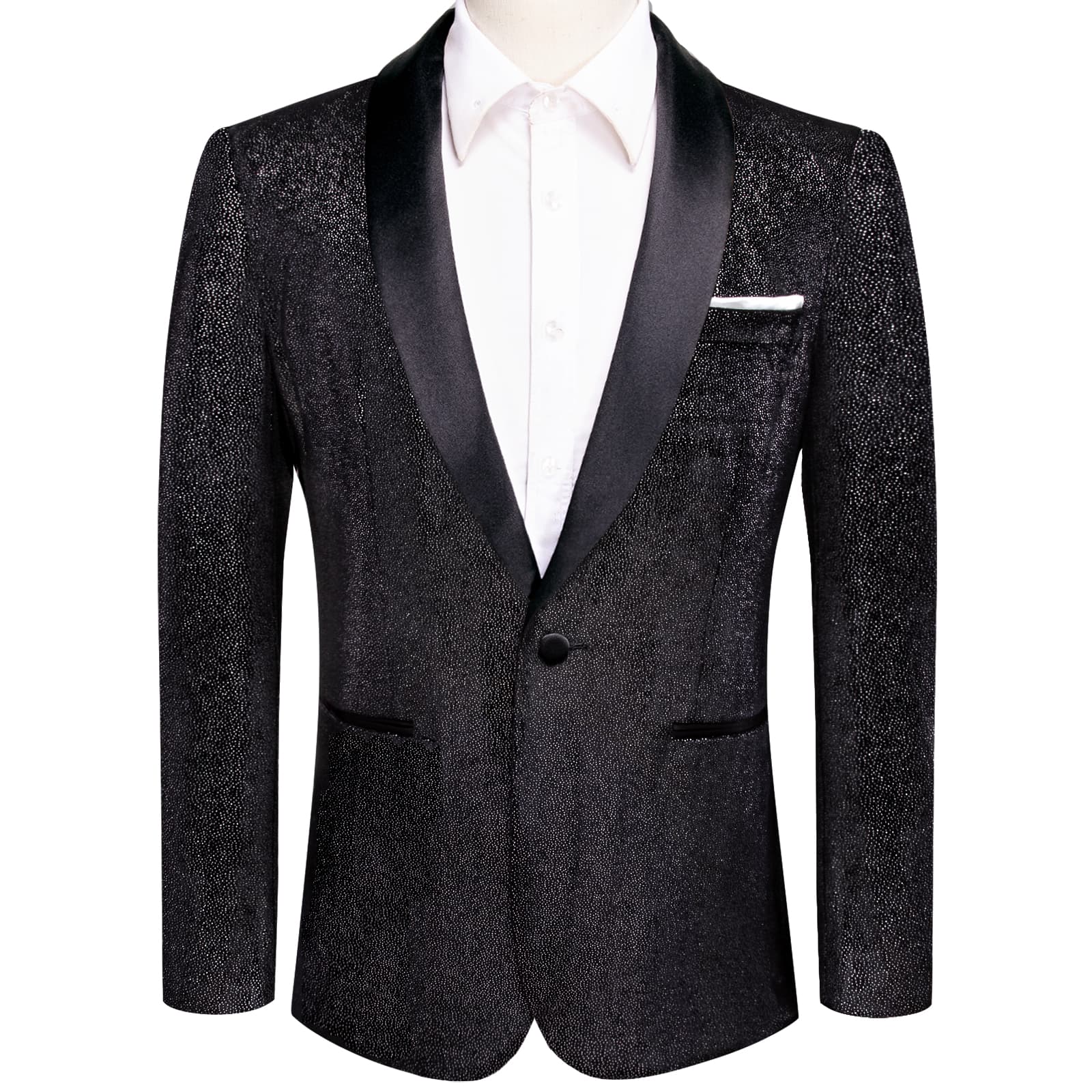 Velvet Blazer Black Formal Wedding Suit Shawel Lapel Men's Top