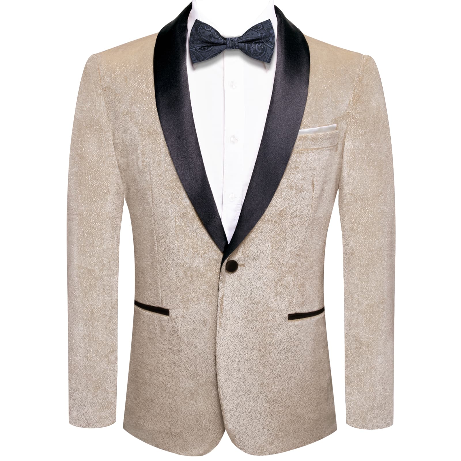  Velvet Blazer Beige Formal Wedding Suit Shawl Lapel Men's Top