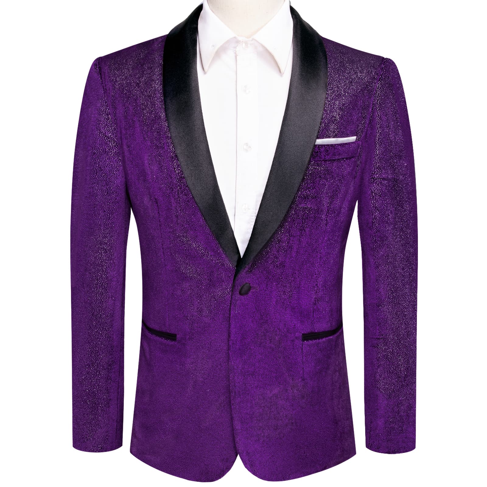 Velvet Blazer Purple Formal Wedding Suit Shawl Lapel Men's Top