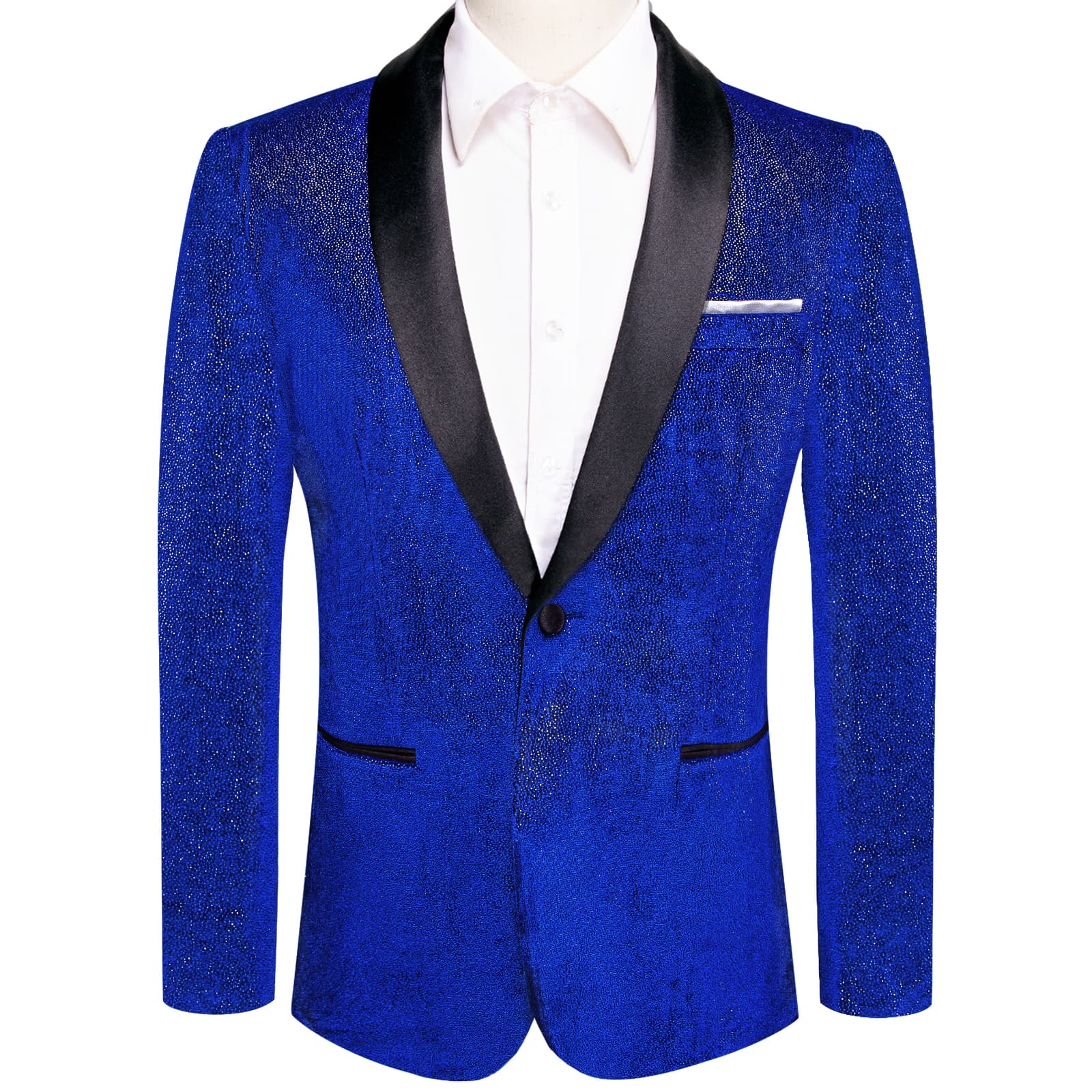 Velvet Blazer Blue Formal Wedding Suit Shawl Lapel Men's Top