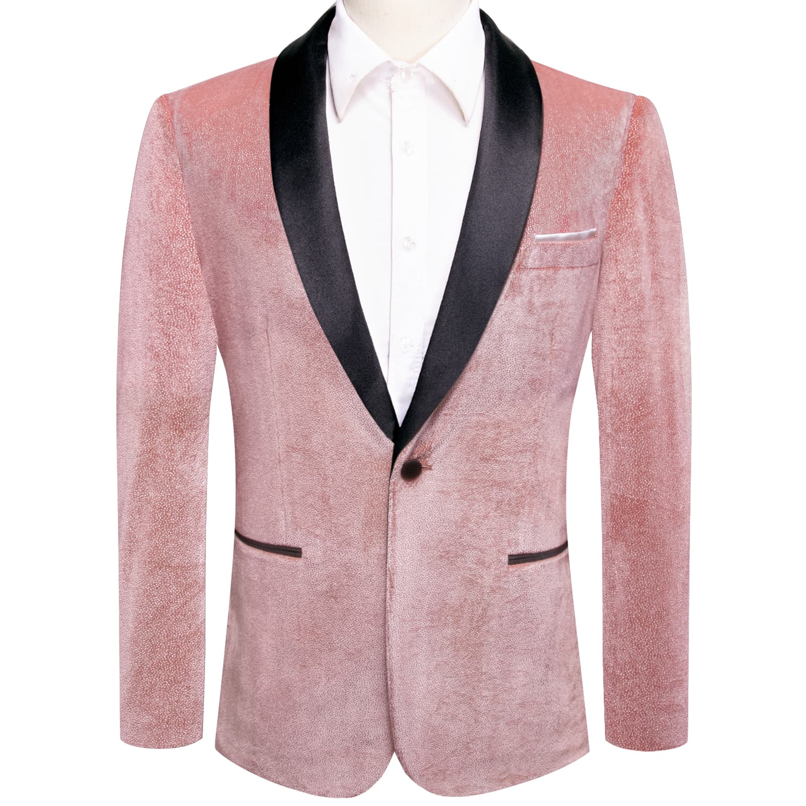 Velvet Blazer Pink Formal Wedding Suit Shawl Lapel Men's Top