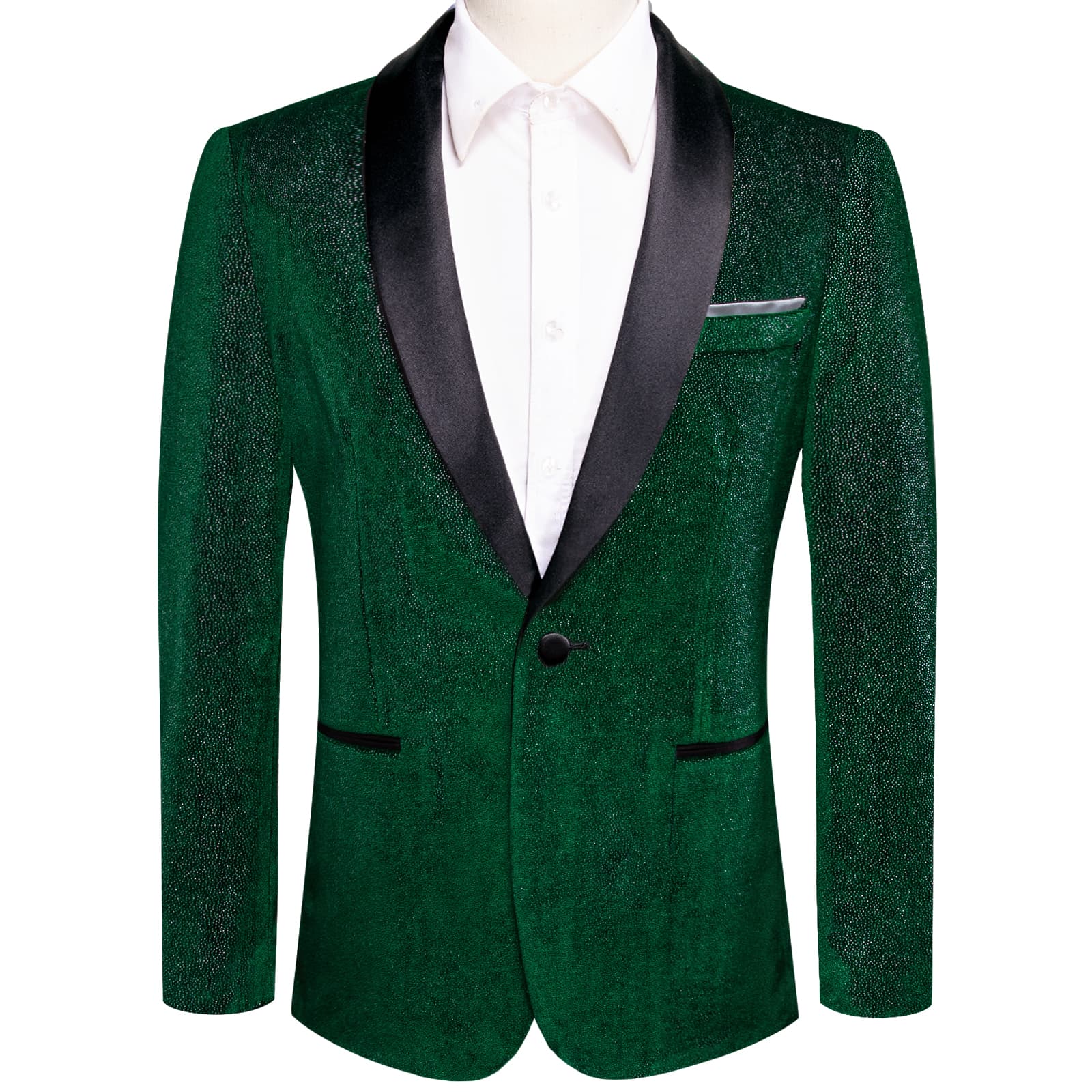 Velvet Blazer Green Formal Wedding Suit Shawl Lapel Men's Top