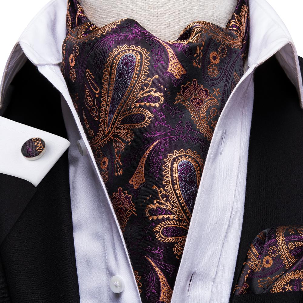Hi-tie Luxury Paisley Cravat For Men Pocket Square Cufflinks And Ascot  Scarf Tie New Fashion Men's Casual Ascot Cravat Tie Set - Ties - AliExpress