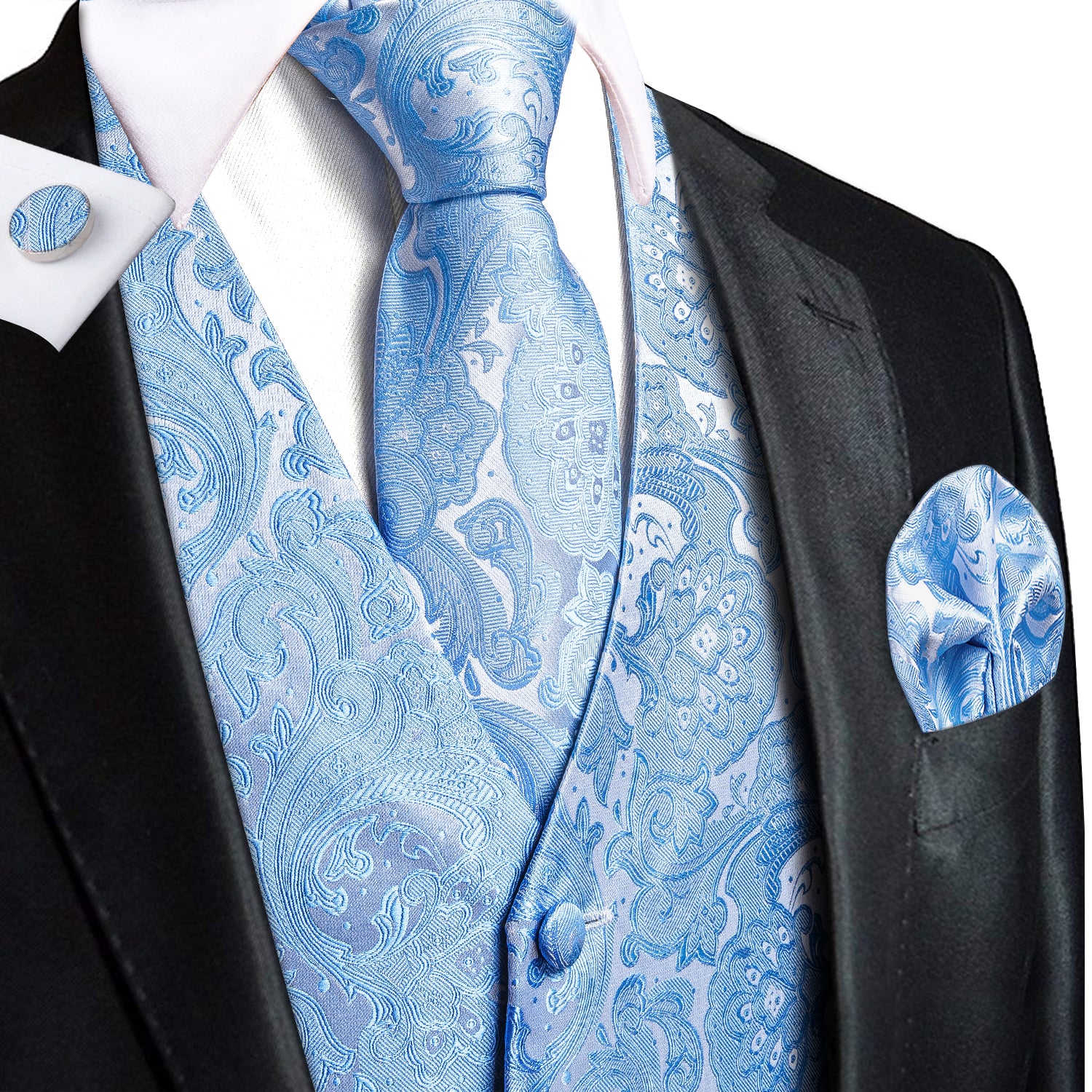 Blue fashion paisley waistcoat